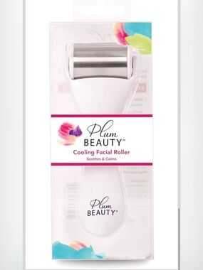 Plum Beauty Cooling Facial Roller – White Stainless Steel Roller.   NWT